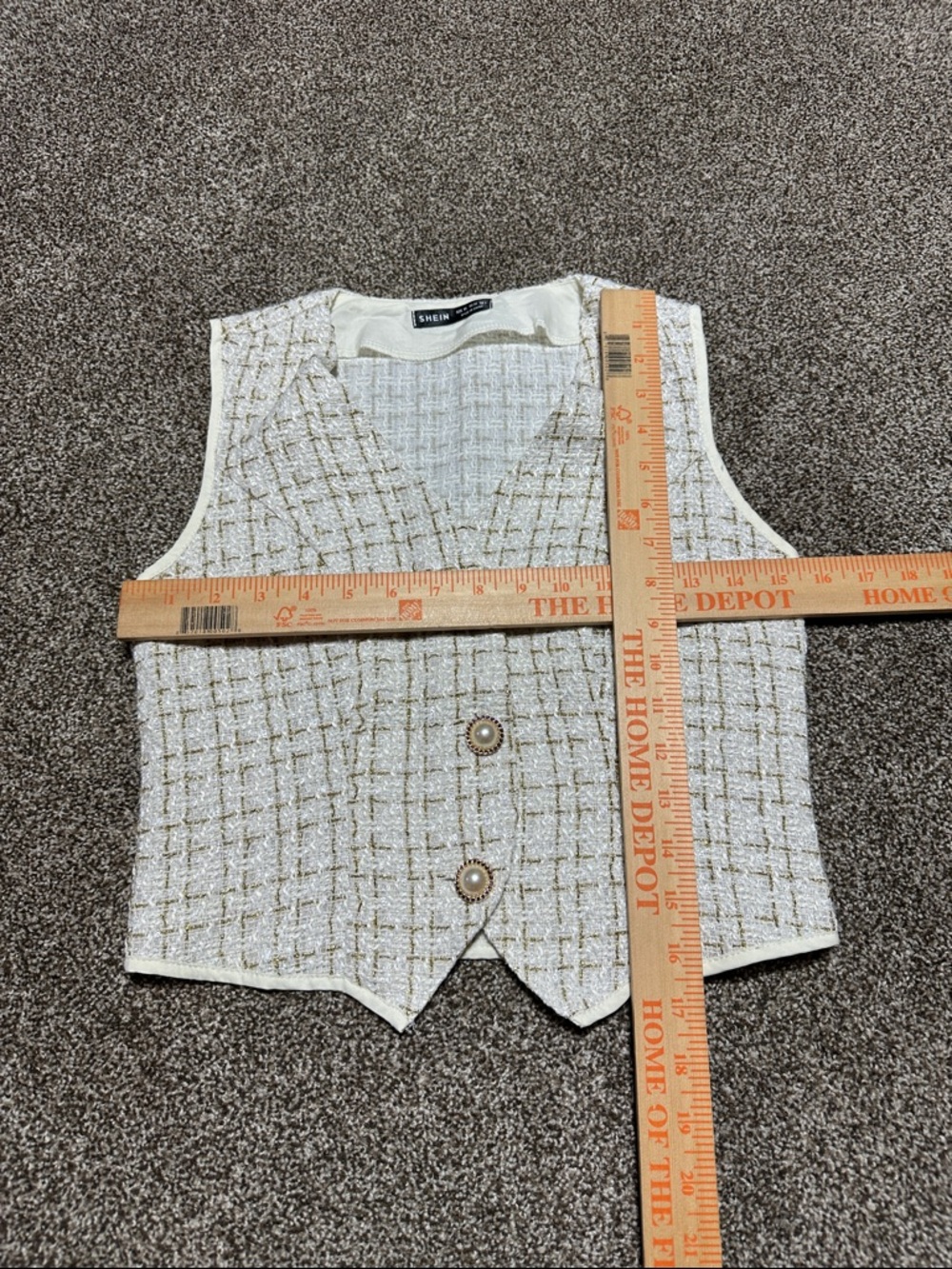 SHEIN Cream Tweed High Waist Shorts & Cropped Vest Set - Picture 7 of 11